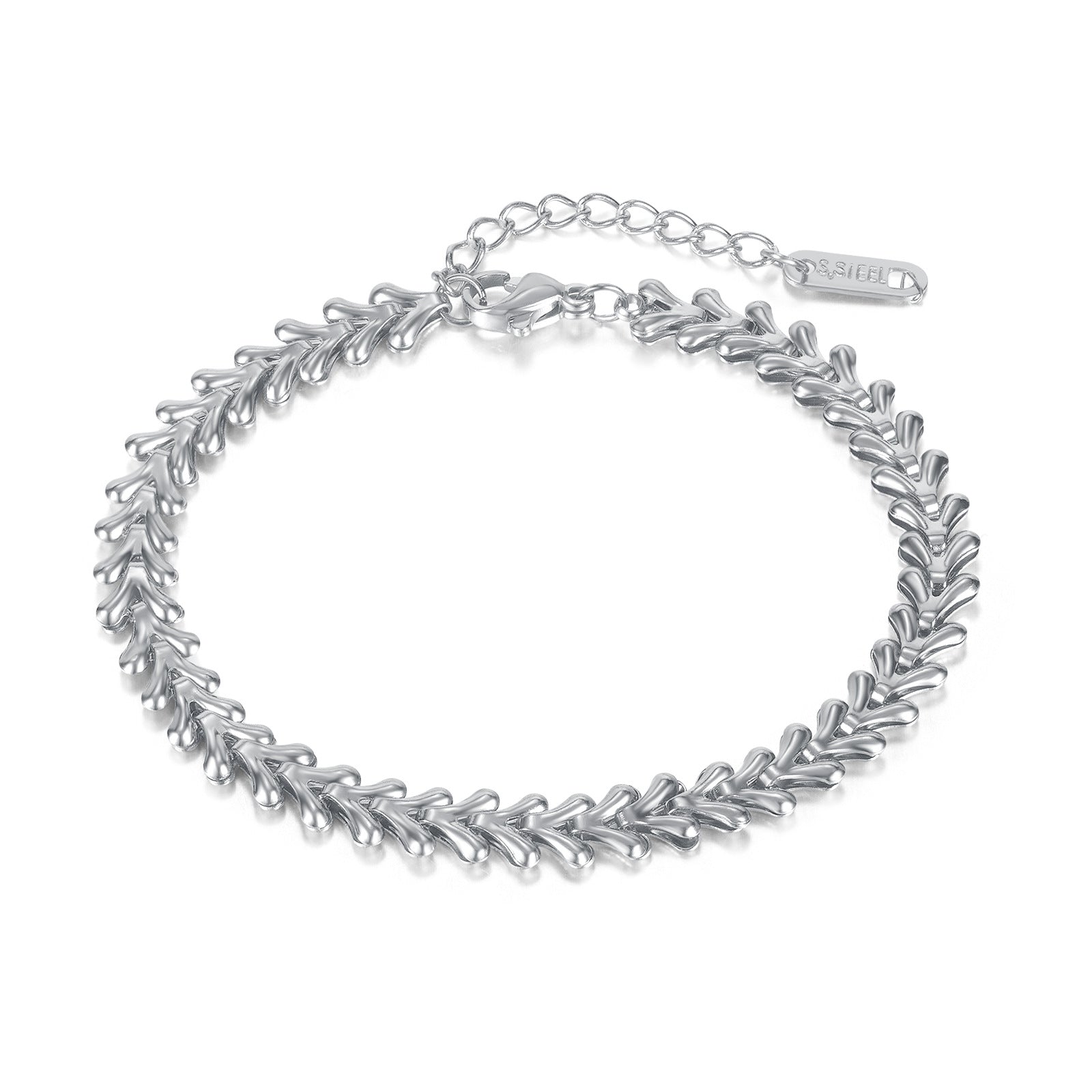Wholesale Fishbone Heart Titanium Steel Peach Heart Stainless Steel Bracelet